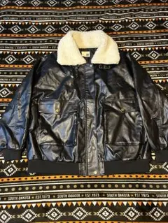 【Java】ボア襟 中綿レザージャケット