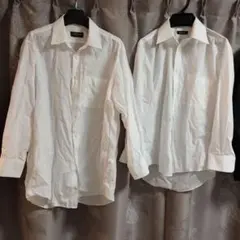ホワイト 長袖 フォーマルシャツ 2枚セット　訳あり格安出品