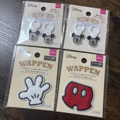【新品未開封】ミッキーマウス シューズタグ&もこもこパイルワッペン 4点セット