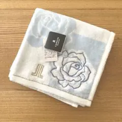 LANVIN 水色 バラ刺繍 タオルハンカチ