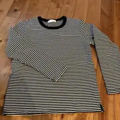 BACK NUMBER 長袖カットソー S 黒と白のストライプ