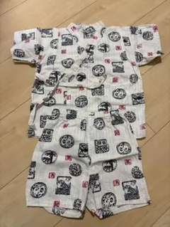 甚平 白地に黒模様 90サイズ