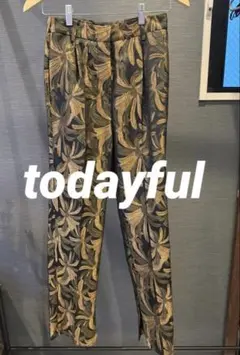 【美品】TODAYFUL ジャガードスリットトラウザース　ブラック　36サイズ