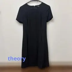 Theory ブラック 半袖 ひざ丈ワンピース サイズ2