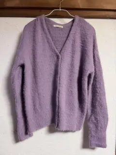 ラベンダーカラー Vネック 長袖カーディガン