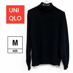 【美品】UNIQLOユニクロ ウールタートルニットM黒