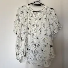 グローバルワーク さらさらリラックスプリントブラウス　Lサイズ