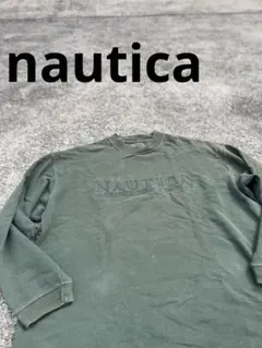 90s NAUTICA ノーティカ ロゴスウェット フェード XL グリーンのサムネイル