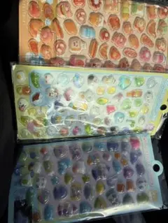 3D浮きシール 食べ物・動物デザイン 3シートセット