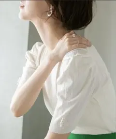 ナノユニバース　半袖リブニット