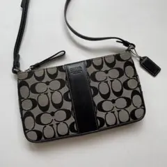 美品【レア】COACH ショルダーバッグ　キャンバス　レザー　シグネチャー