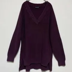 EXCESS パープル Vネック 長袖ニット 秋冬