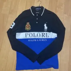 Polo Ralph Lauren 長袖ポロシャツ 黒/青