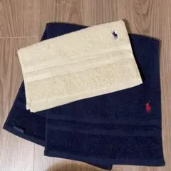 最後の二枚　ラルフローレン ポロ　フェイスタオル　タオル　ベージュ　ネイビー