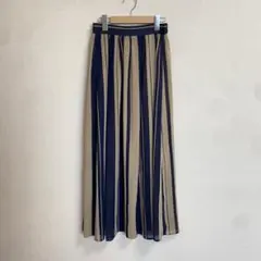 《ROPE PICNIC》ネイビーベージュ ストライプ ロングスカート 【M】