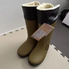 防水オリーブ色長靴　20.cm 防寒防滑　スノーシューズ通学用