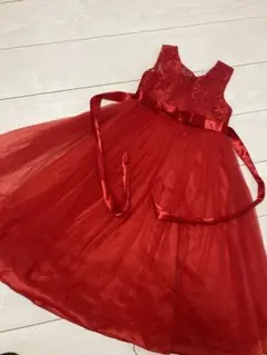 【SALE】120 レッド　ドレス　ピアノ発表会　クリスマス会
