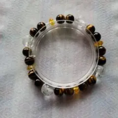 蔵出し特価風水四神彫りタイガーアイ・クリアクォーツ ブレスレット外径７cm