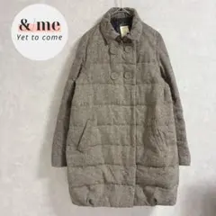 スタニングルアー　ツイードダウンコート　ロング　ウール混　ダウン　フェザー　M