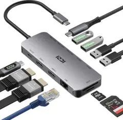 USB C ハブ 11-in-1 HDMI 2台同時出力 4K 30Hz 10G