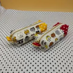 ミニBOXポーチ②　2個セット　猫柄　ハンドメイド