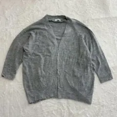 ◇アズールバイマウジー　リブニット　ウール　カーディガン　オープンフロント　M