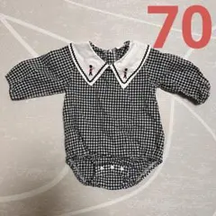 Cottoli 韓国子供服風　ギンガムチェックロンパース 70
