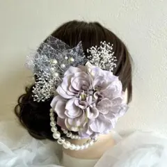 ダリアとパールの髪飾りꕥ成人式 結婚式 卒業式