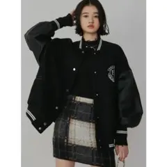 EMODA エモダ エンブロイダリーバーシティジャケット ブラック 黒 フリー