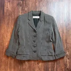 【古着】Christian Dior テーラードジャケット ストライプ柄 短丈