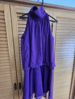 パープル ハイネック ノースリーブ ドレス 17号