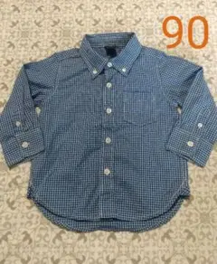 babyGAP　ベビーギャップ　青チェック柄長袖シャツ　サイズ90