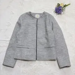 極美品 エプローブ ジャケット ツイードノーカラージャケット M ママコーデ