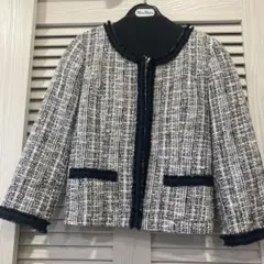 ケティ　袖7部丈ノーカラーツイードジャケット9号