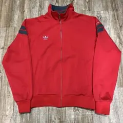 adidas デサント 80s 赤 M相当 短丈 ハイネック トラックジャケット