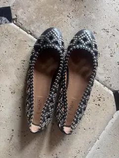 Alaia ビンテージ フラットシューズ ブラック/シルバー