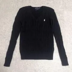 POLO RALPH LAUREN ケーブルニット Vネック ブラック XS