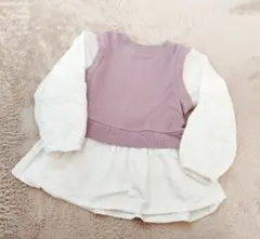 ⭐ラベンダー⭐ホワイト⭐重ね着風⭐トップス⭐110㎝⭐