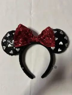 ミニーちゃん　ディズニーカチューシャ　スパンコール　ハート