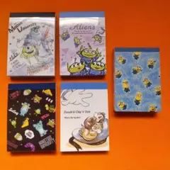 ディズニーキャラクター ミニメモ帳 5冊セット 1冊ミニオン 即購入可能！
