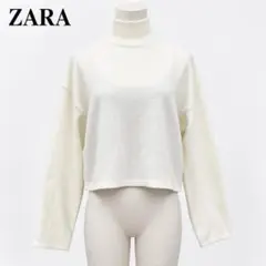 ZARA クロップド ハイネック長袖ニット 白