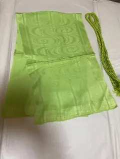明るい緑色 帯揚げと帯締め セット　夏絽？　帯揚げ&帯締めセット