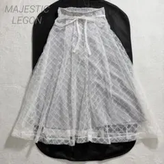 美品✨マジェスティックレゴン/タックフレアスカート/完売品/リボン/低身長/XSのサムネイル