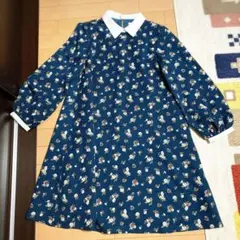 OLIVE des OLIVE グリーン 花柄 ひざ丈 ワンピース 長袖 M