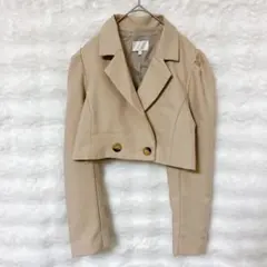 リエンダ クロップドテーラードジャケット パフスリーブ ベージュ ショート丈 春のサムネイル
