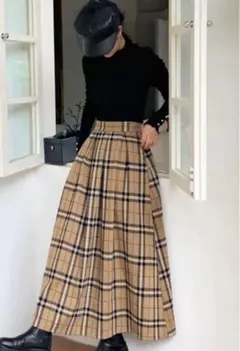 BIRTHDAY BASH　チェック柄プリーツロングスカート