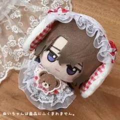 【08】 ハンドメイド ぬい服 ヘッドドレス スタイ ちびぐるみ うさぎ 赤