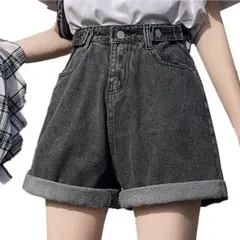 デニムショートパンツレディース ホットパンツ ロールアップ 短パン ジーンズ