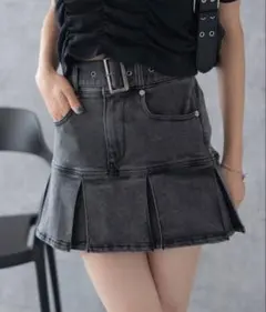 WEGO ウィゴー ベルト付デニムプリーツスカパン