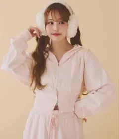 n*u様 NICE CLAUP ビジューショートパーカー ピンク